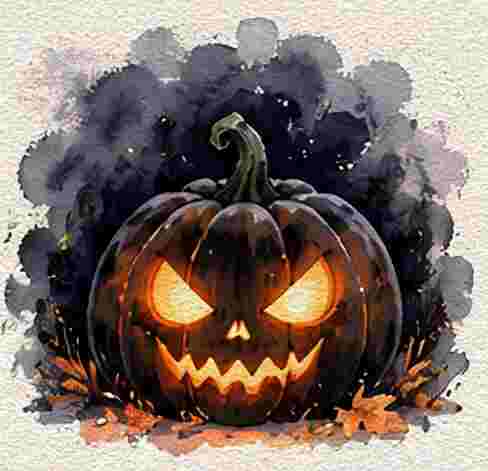 Pumpkin with Spooky Eyes in the Dark