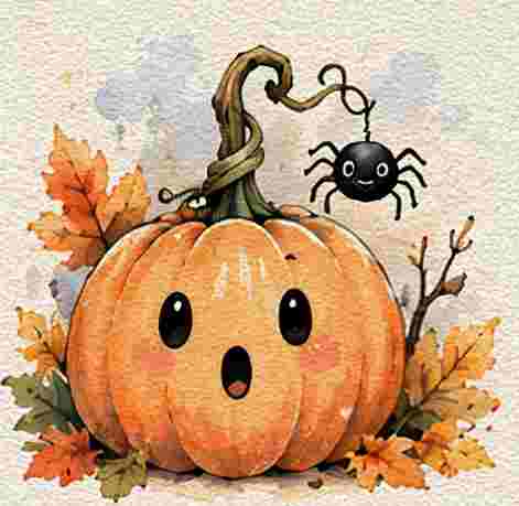 Pumpkin with Tiny Spider