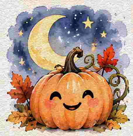 Pumpkin with a Crescent Moon