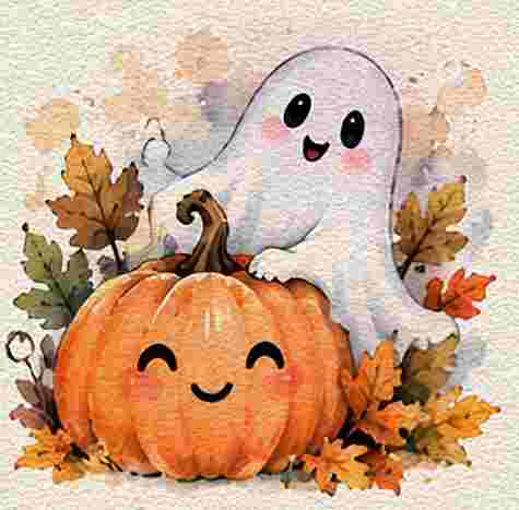 Pumpkin with a Friendly Ghost