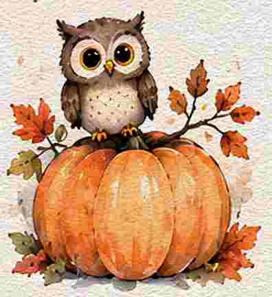 Pumpkin with a Tiny Owl
