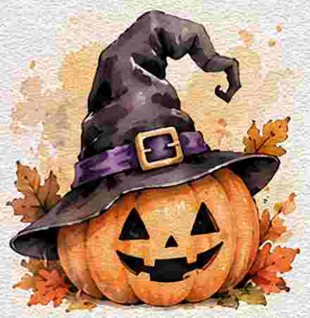 Pumpkin with a Witch Hat