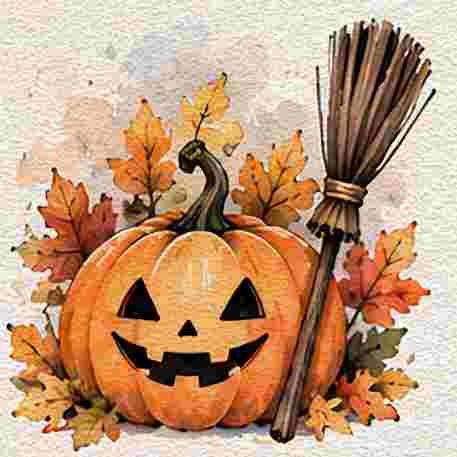 Pumpkin with a Witch’s Broom