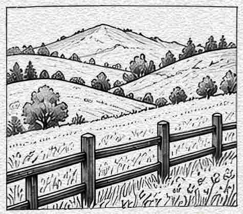Rolling Hills with a Fence