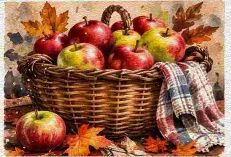 Rustic Basket of Fall Apples