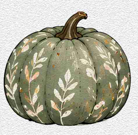 Sage Green Botanical Pumpkin