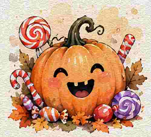 Smiling Pumpkin with Candy