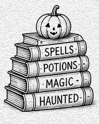 Spooky Book Stack Decoration
