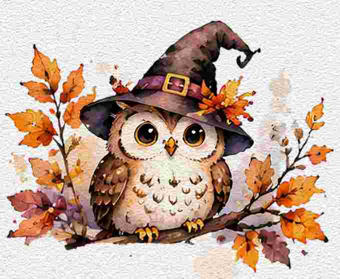 Witchy Owl with a Tiny Hat