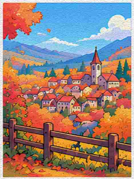 A Mountain Village Seen from a Hilltop