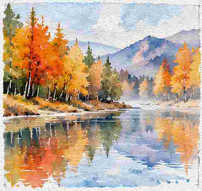 A Peaceful Autumn Lake With Mountain Reflections