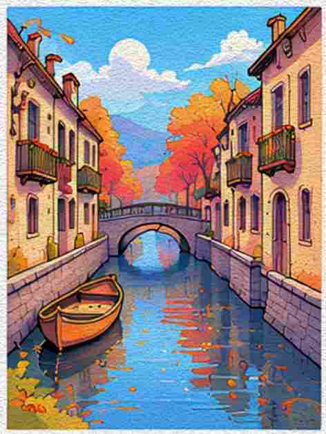 A Quiet Canal with Traditional Houses