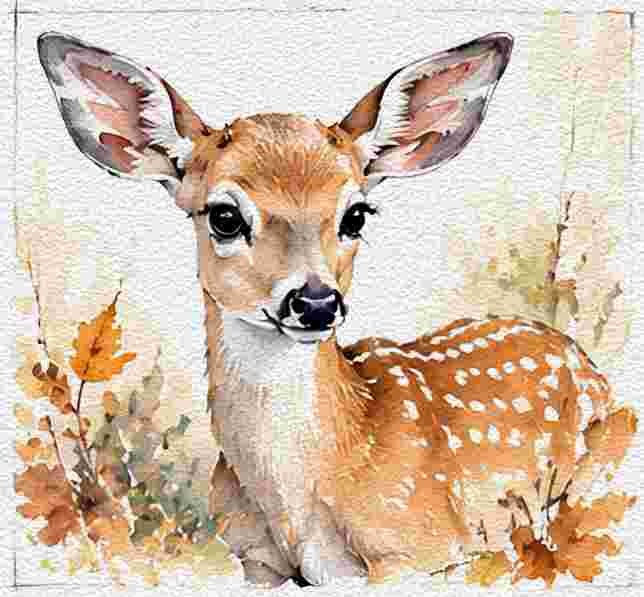 A Young Deer in an Autumn Meadow
