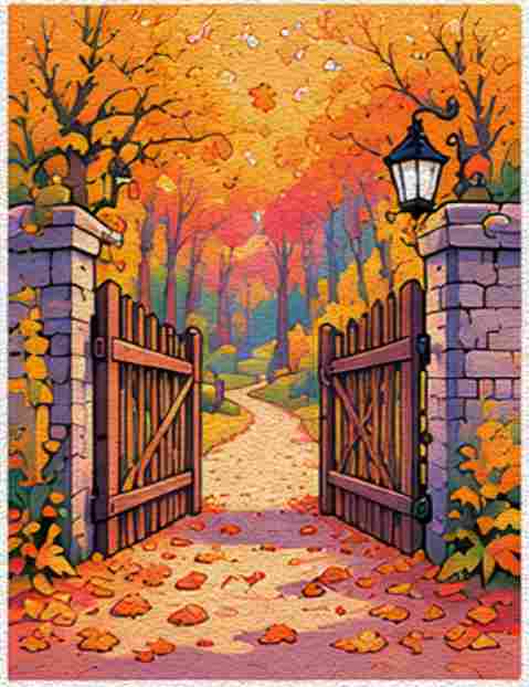An Old Garden Gate Opening onto a Forest Trail