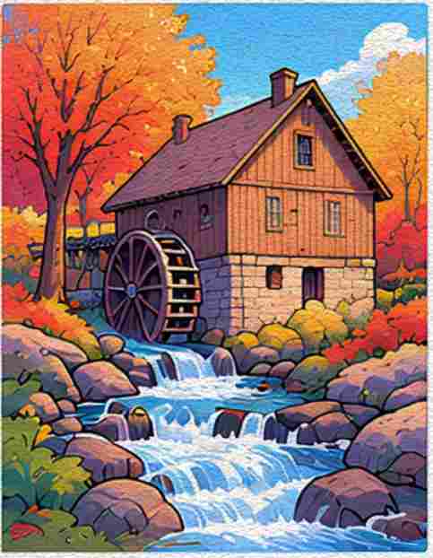 An Old Mill Beside a Rocky Stream
