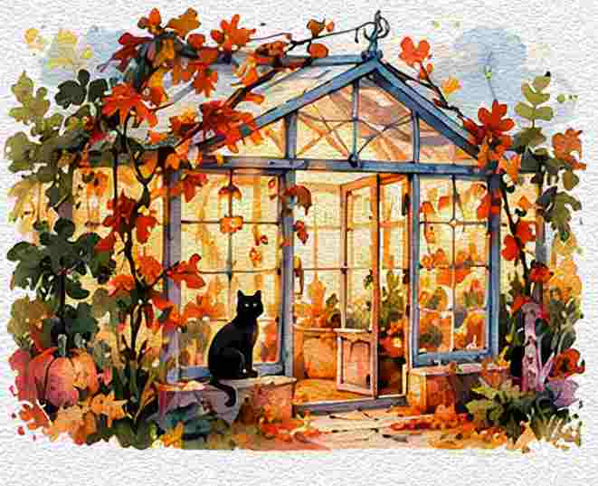 Autumn Conservatory With Halloween Garlands