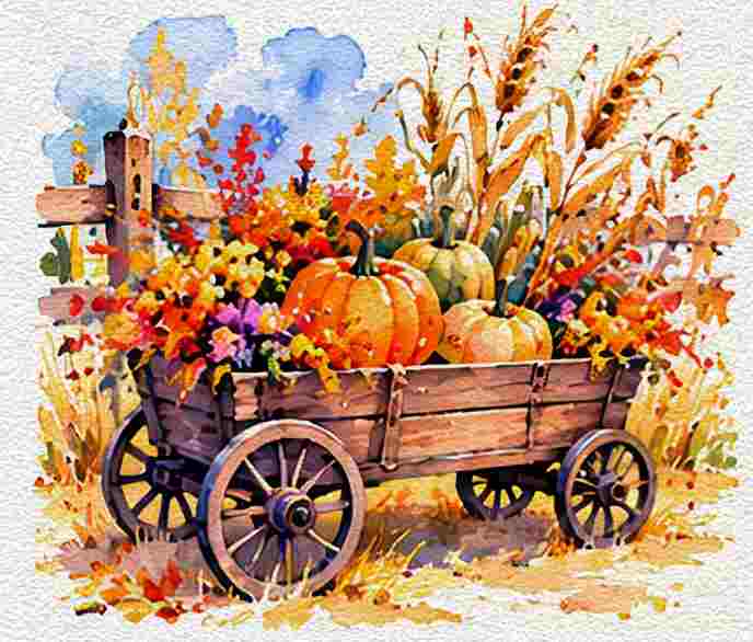 Autumn Pumpkin Wagon