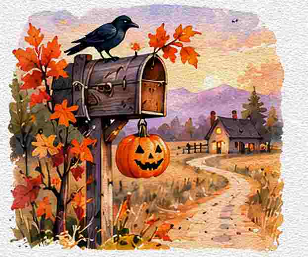 Autumn Roadside Sign at Dusk