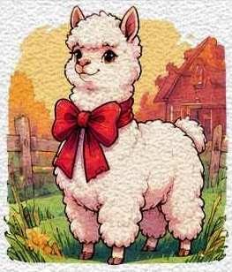 Baby Llama with a Harvest Ribbon