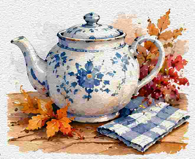 Ceramic Teapot on a Side Table