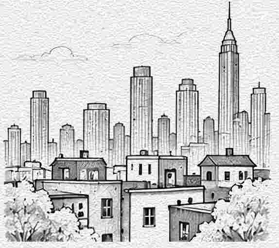 City Skyline from a Rooftop