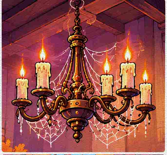 Cobweb-Covered Chandelier