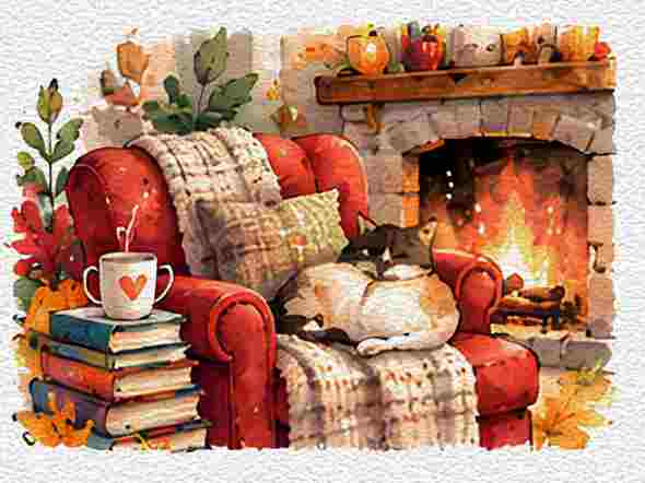 Cozy Fireplace Reading Nook