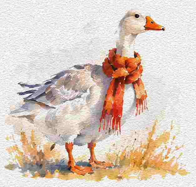 Cozy Goose With an Autumn Scarf