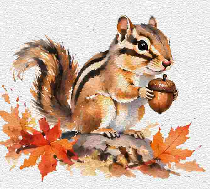Cute Chipmunk Holding an Acorn