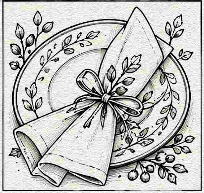 Decorative Dinner Plate with a Napkin