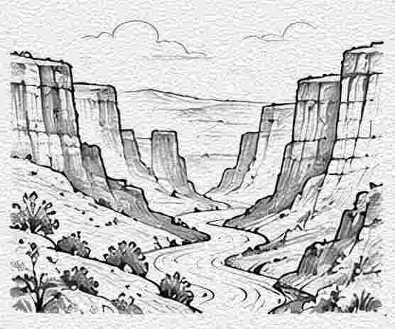 Desert Canyon with Layered Rock Walls