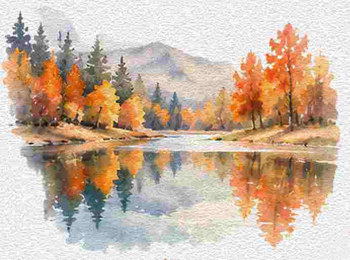 Distant Autumn Mountain Ridge