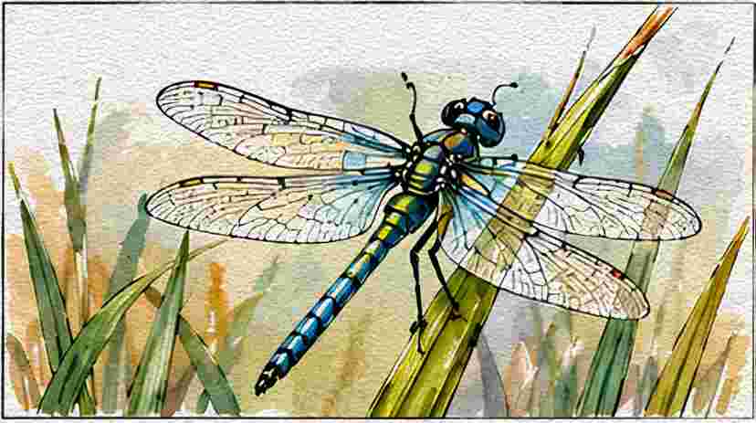 Dragonfly Resting on a Reed