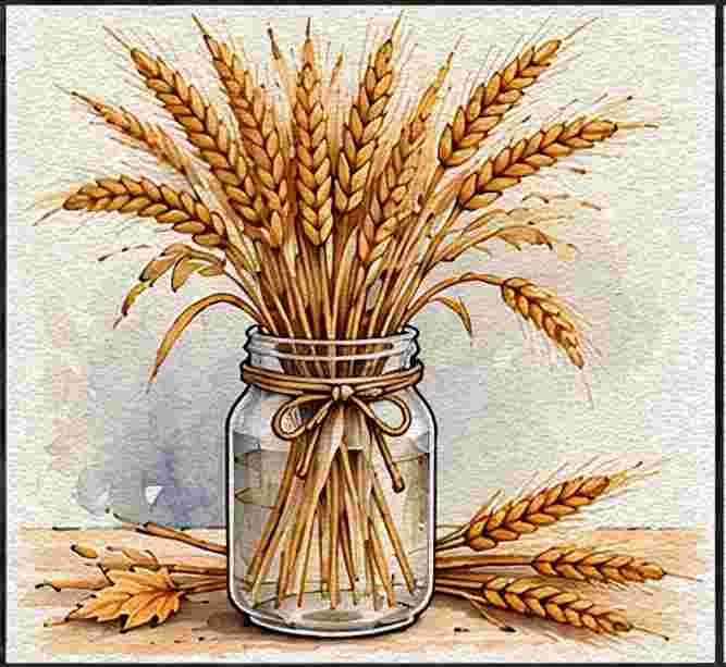 Dried Wheat in a Glass Jar