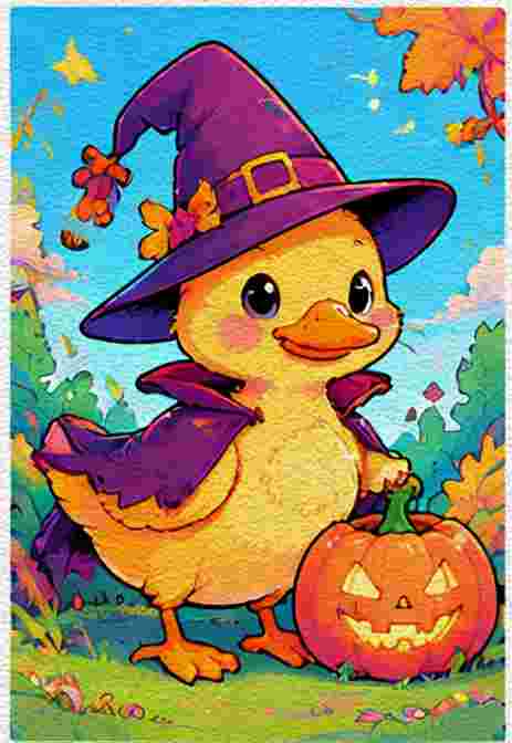 Duck Wearing a Witch Hat