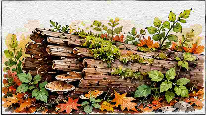 Fallen Log with Tiny Woodland Plants