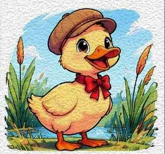 Fluffy Duckling in a Tiny Hat