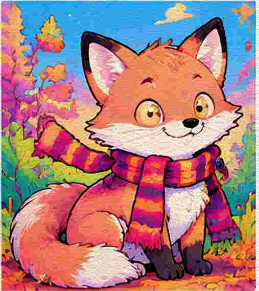 Fox Wearing an Autumn Scarf