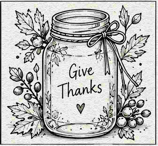 Give Thanks Mason Jar