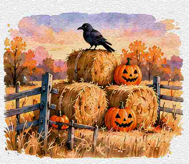 Halloween Hay Bale Scene