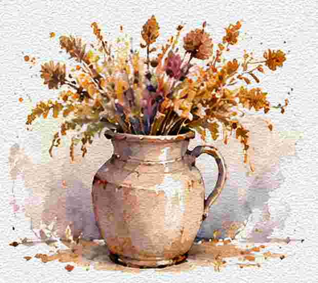 Handmade Ceramic Vase with Dried Flowers