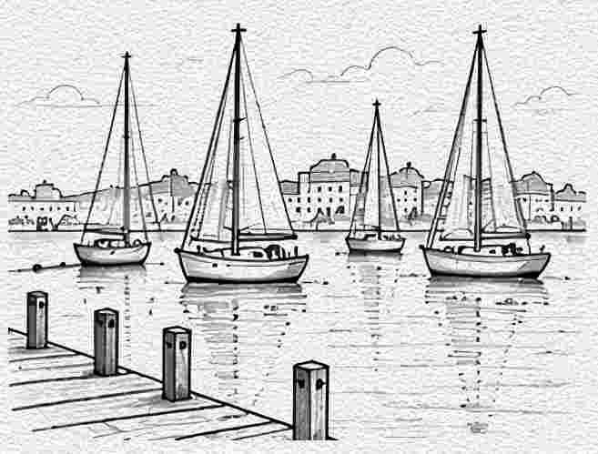 Harbor Filled with Sailboats
