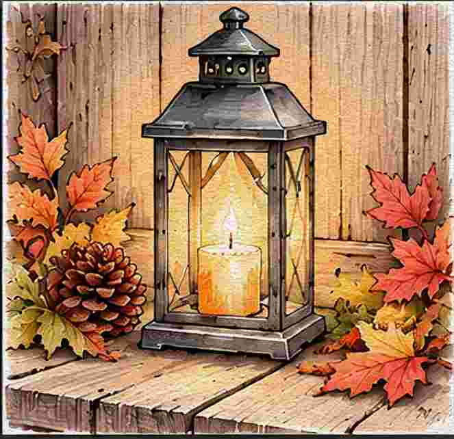 Harvest Lantern on a Rustic Porch