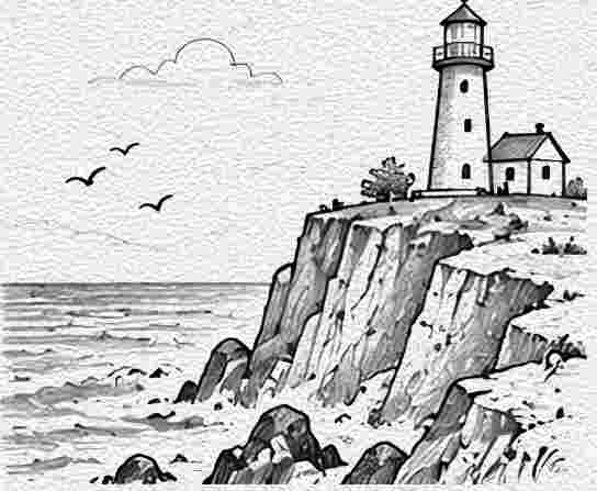 Lighthouse on a High Coastal Cliff