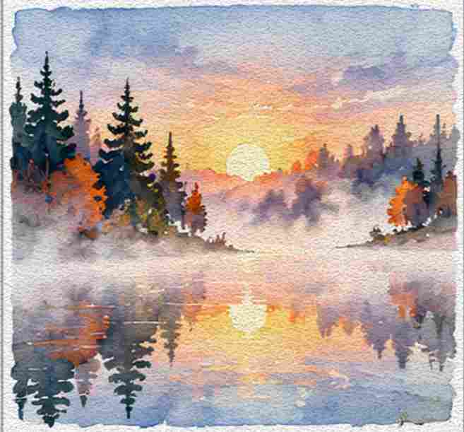 Misty Autumn Valley at Dawn