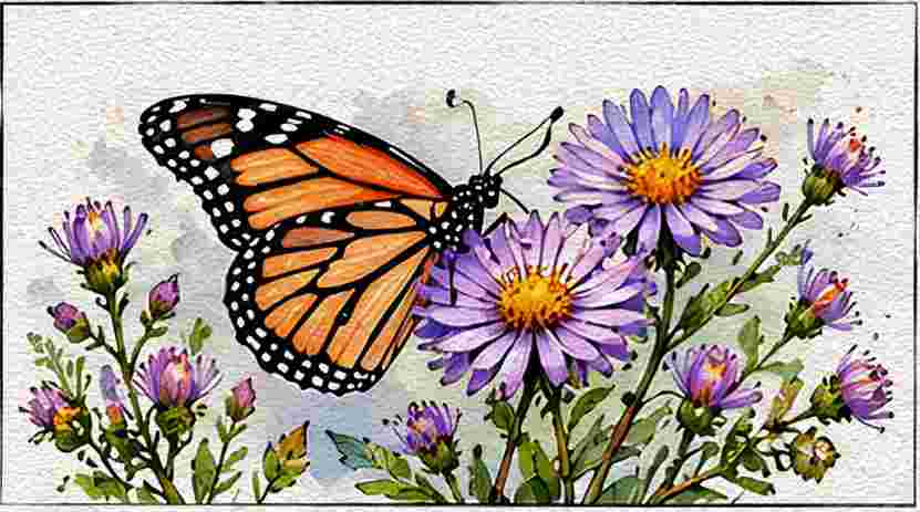Monarch Butterfly on Wild Asters