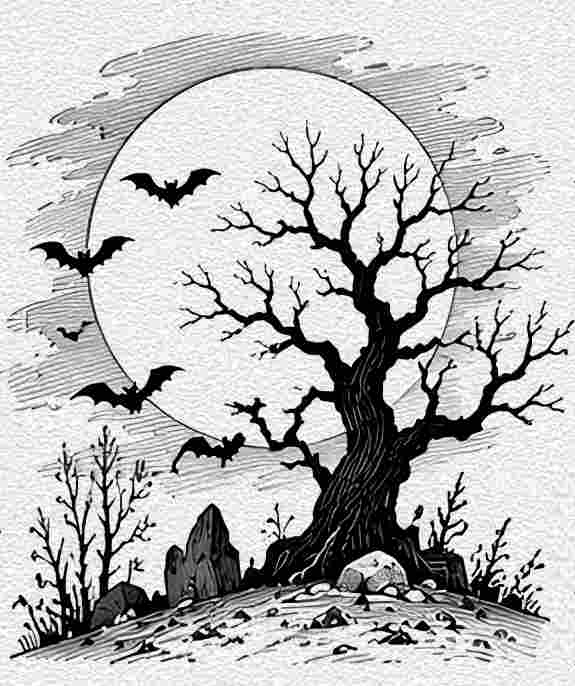 Moonlit Dead Tree Silhouette
