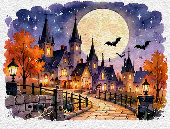 Moonlit Halloween Village