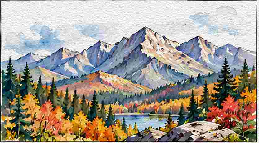 Mountain Ridge in Autumn