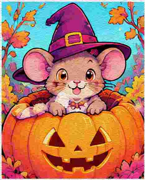 Mouse Popping Out of a Pumpkin